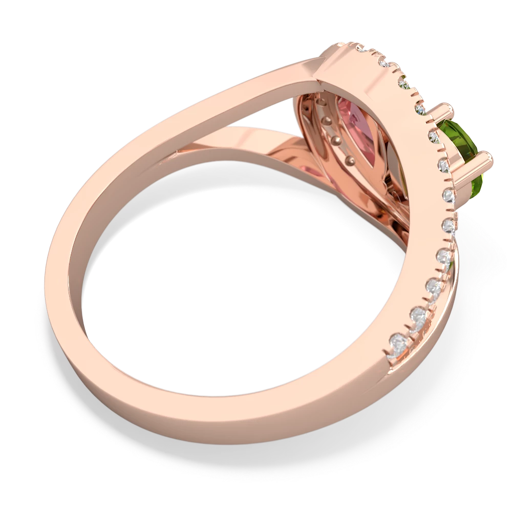 Peridot Nestled Heart Keepsake 14K Rose Gold ring R5650