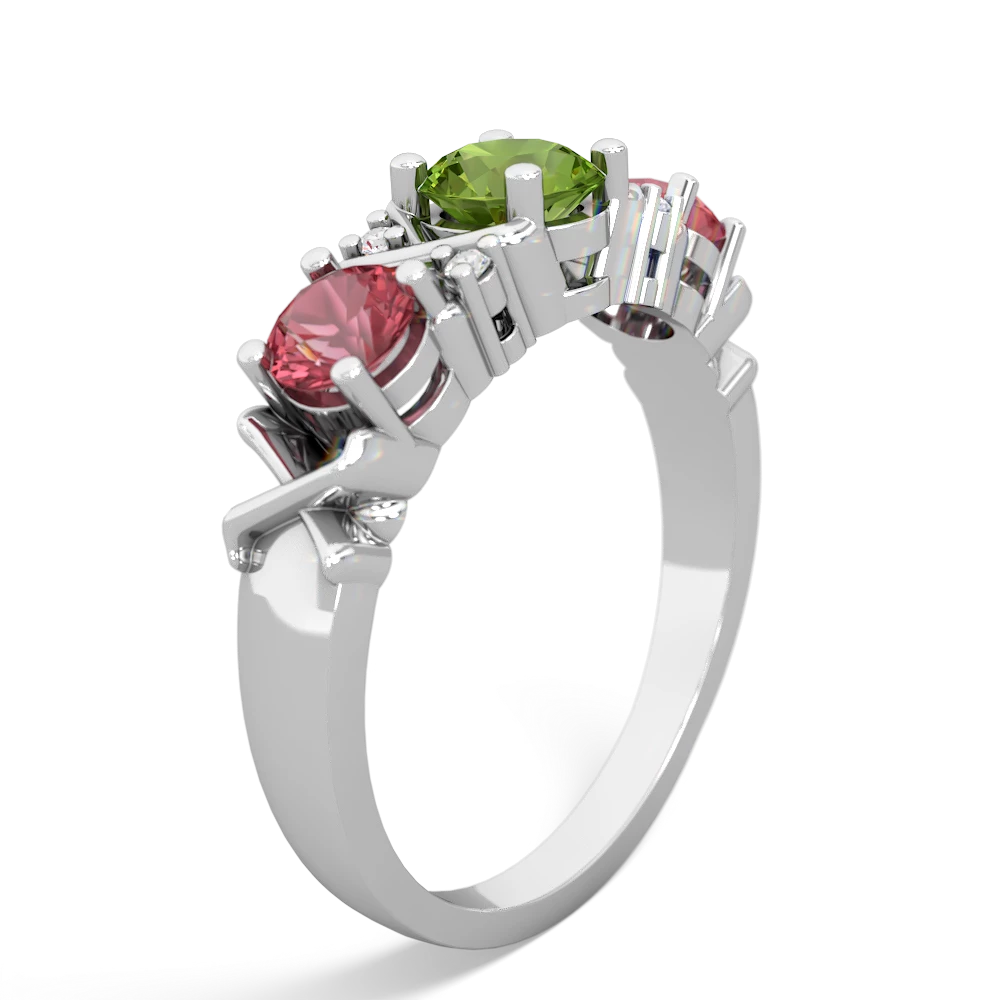 Peridot Hugs And Kisses 14K White Gold ring R5016