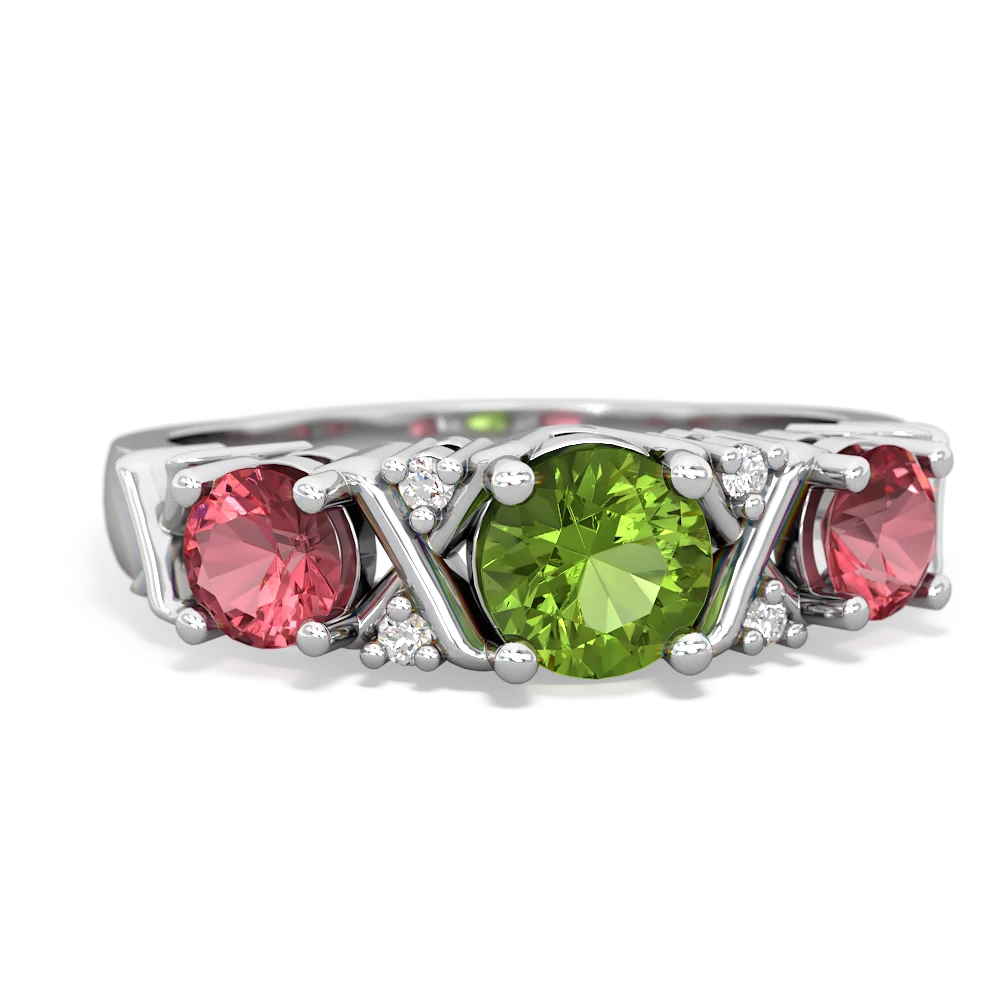 Peridot Hugs And Kisses 14K White Gold ring R5016