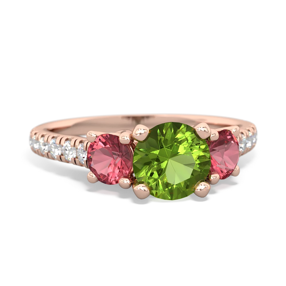 Peridot Pave Trellis 14K Rose Gold ring R5500