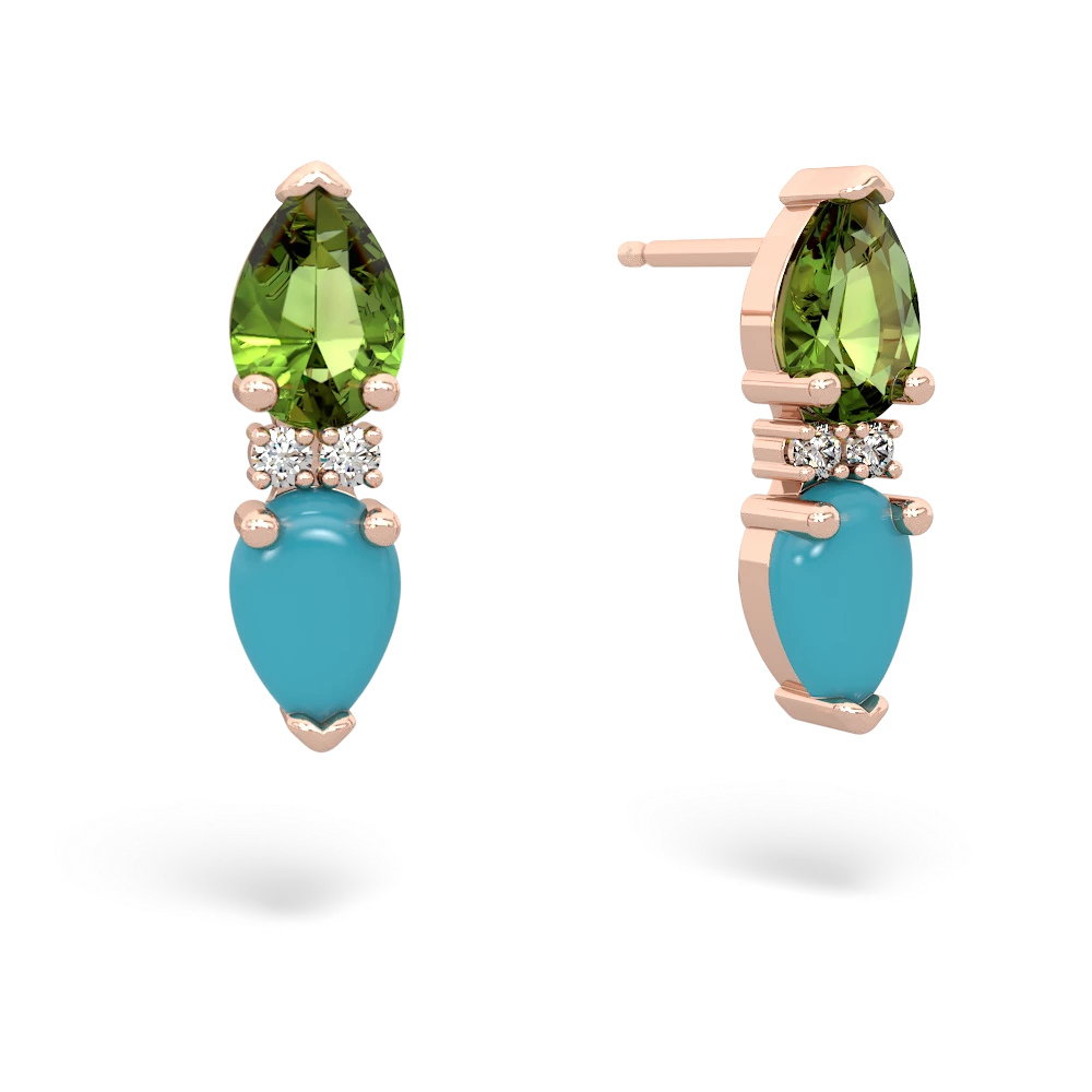 Peridot Bowtie Drop 14K Rose Gold earrings E0865