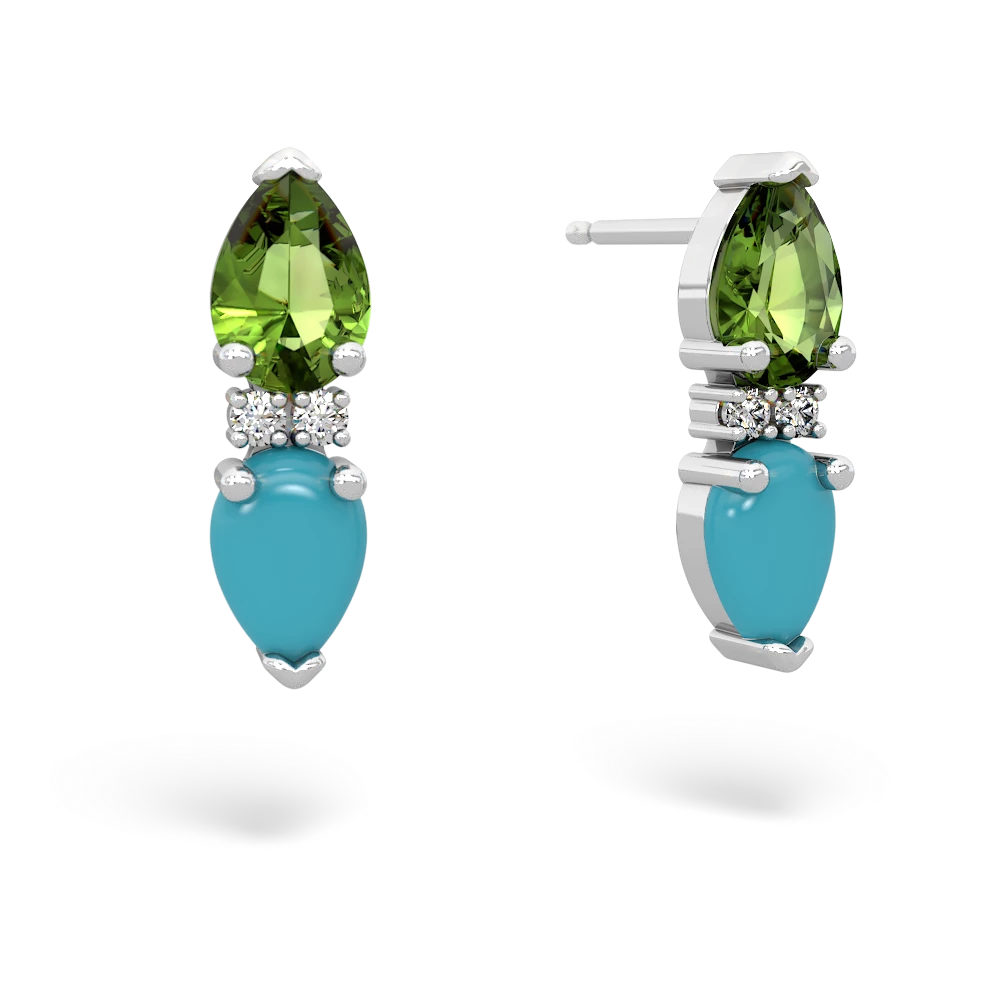 Peridot Bowtie Drop 14K White Gold earrings E0865