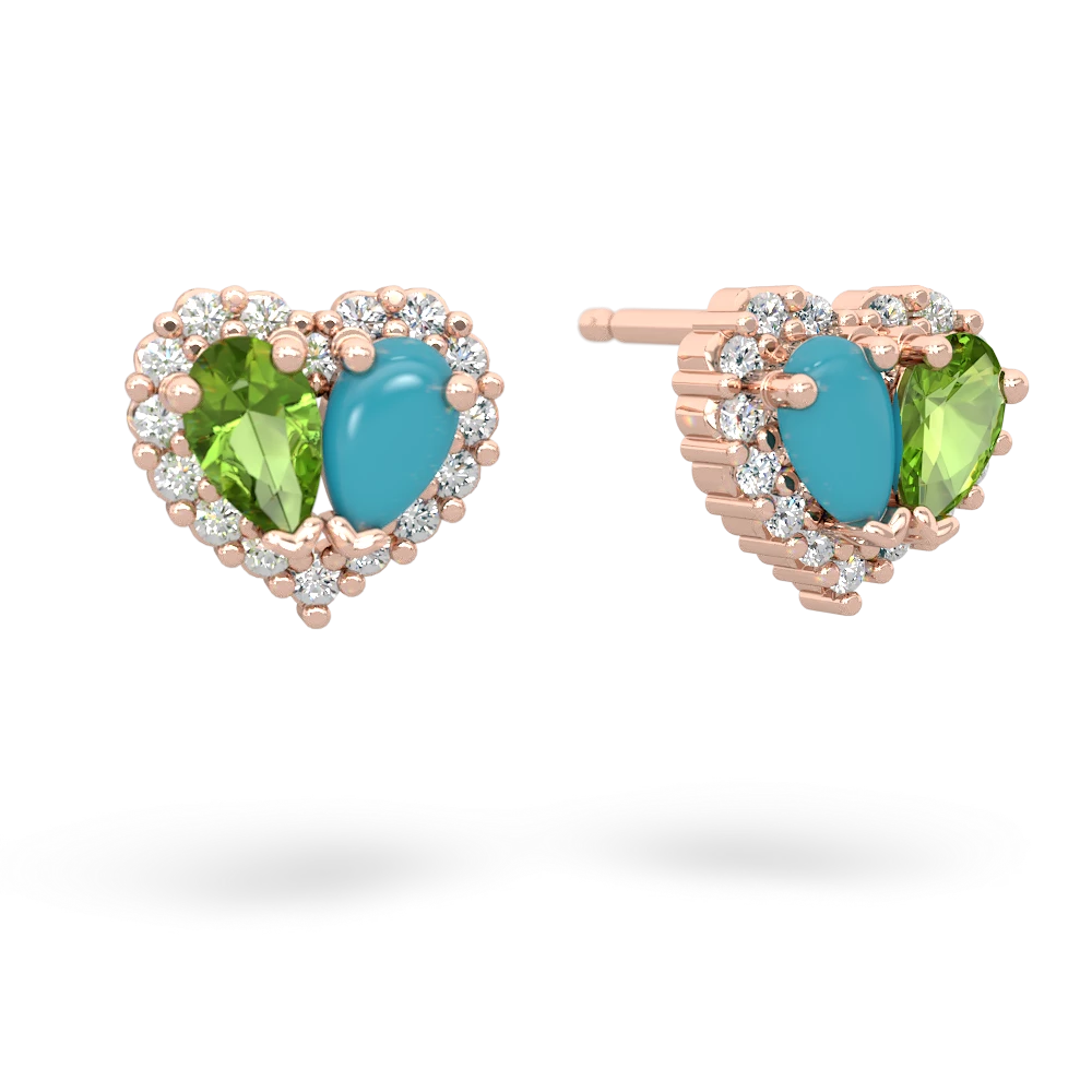 Peridot Halo 14K Rose Gold earrings E7008