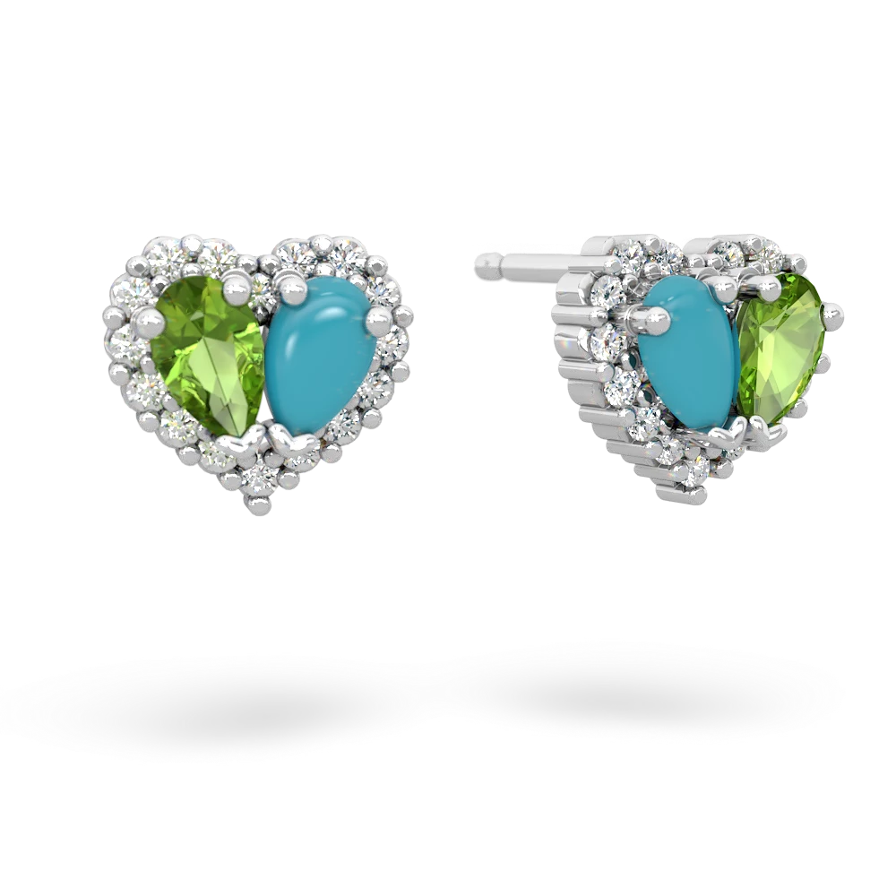 Peridot Halo 14K White Gold earrings E7008