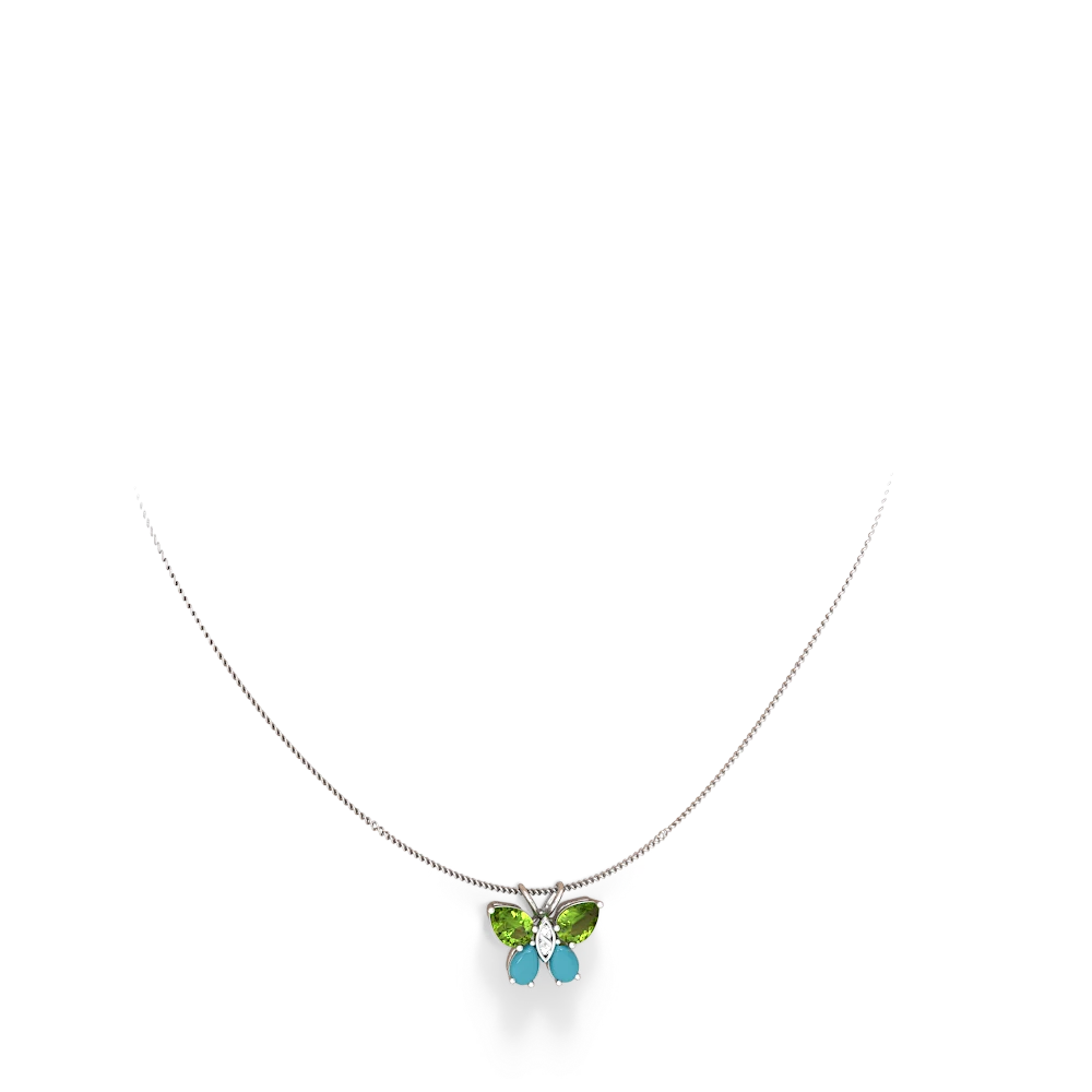 Peridot Butterfly 14K White Gold pendant P2215