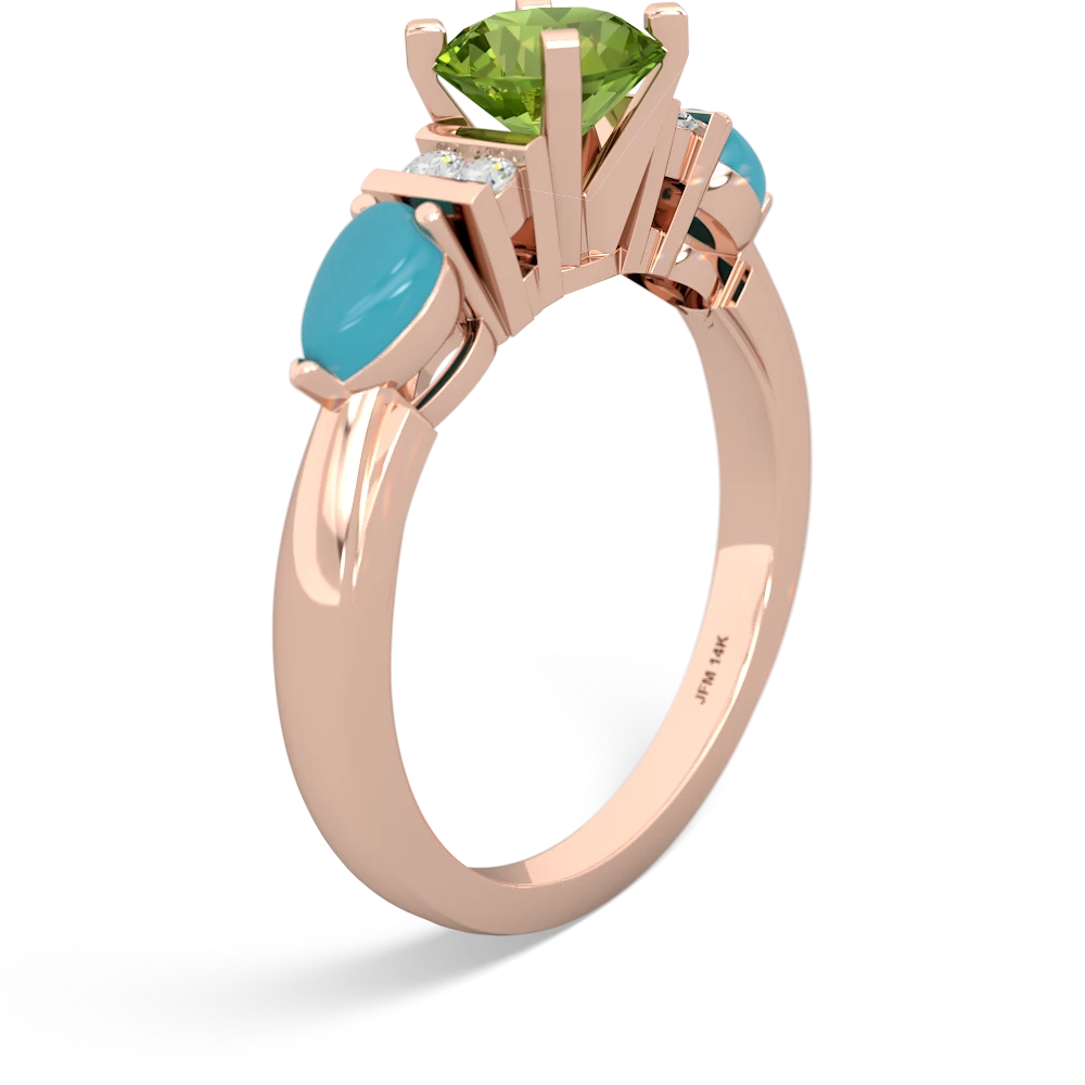 Peridot 6Mm Round Eternal Embrace Engagement 14K Rose Gold ring R2005