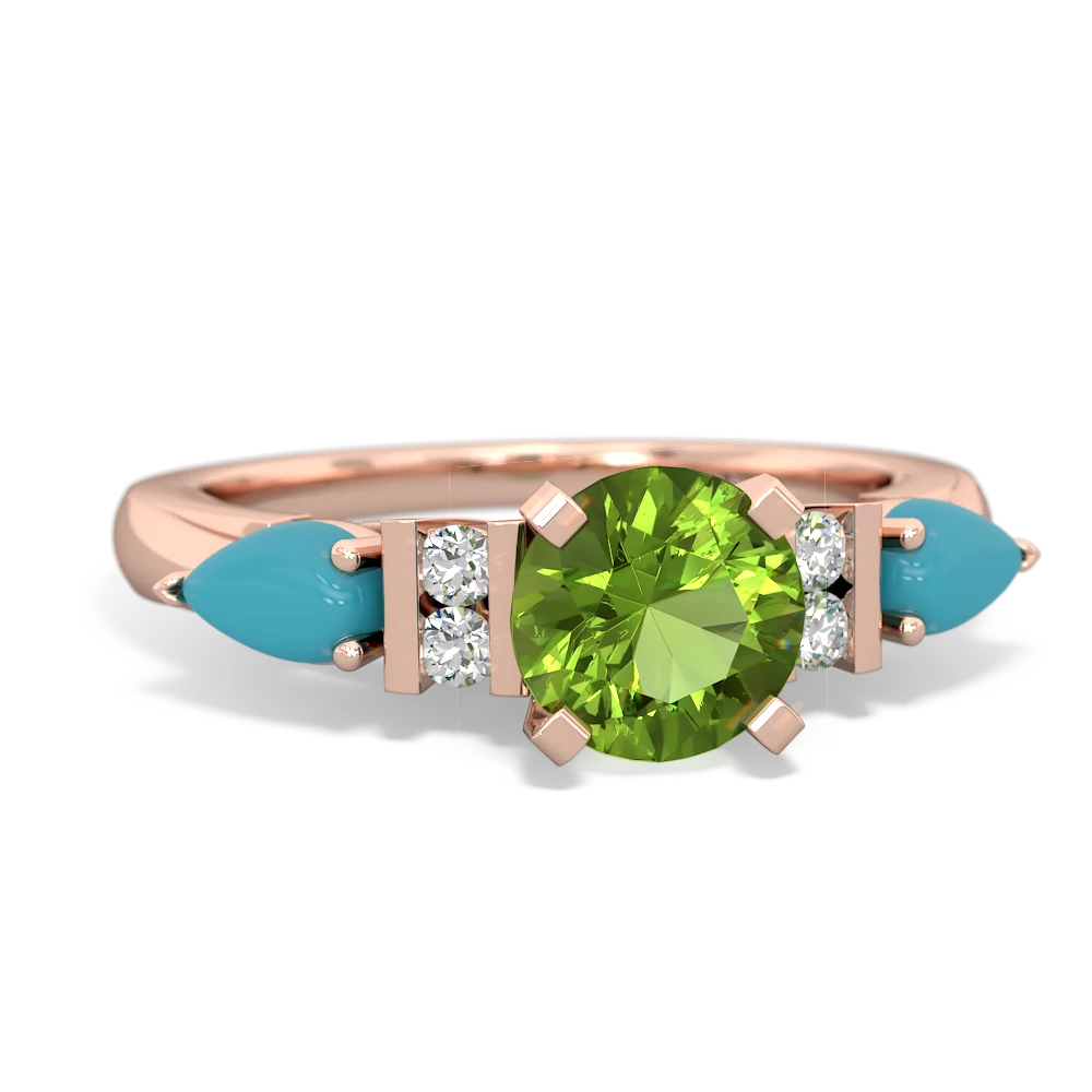 Peridot 6Mm Round Eternal Embrace Engagement 14K Rose Gold ring R2005