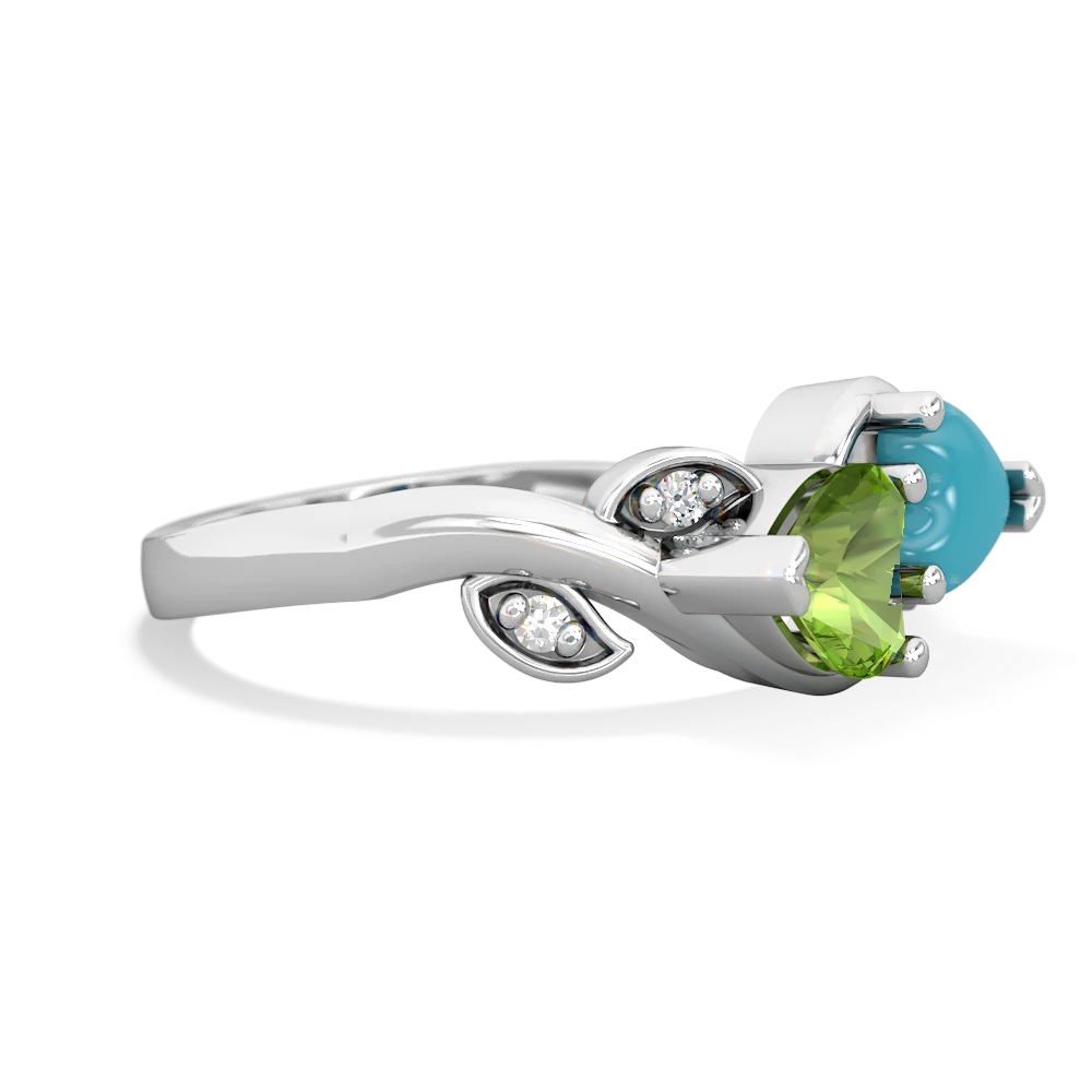 Peridot Floral Elegance 14K White Gold ring R5790