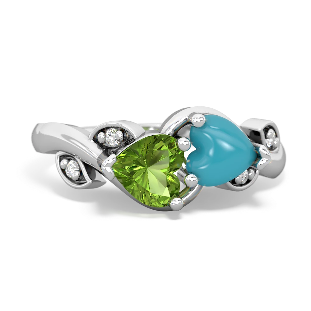 Peridot Floral Elegance 14K White Gold ring R5790