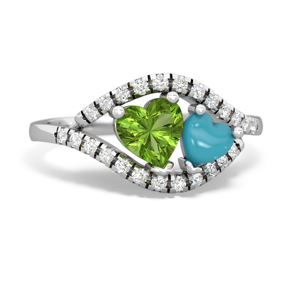 Peridot Mother And Child 14K White Gold ring R3010