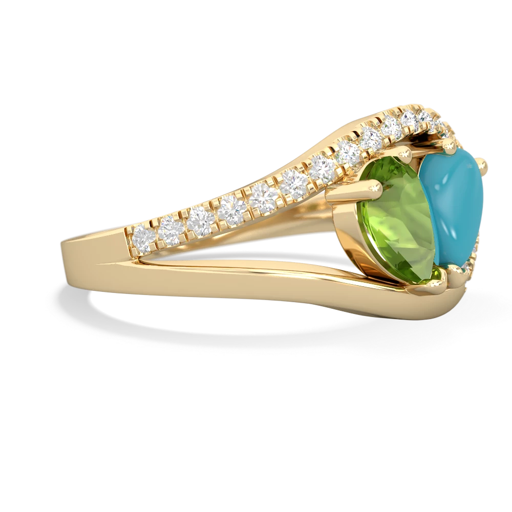 Peridot Nestled Heart Keepsake 14K Yellow Gold ring R5650