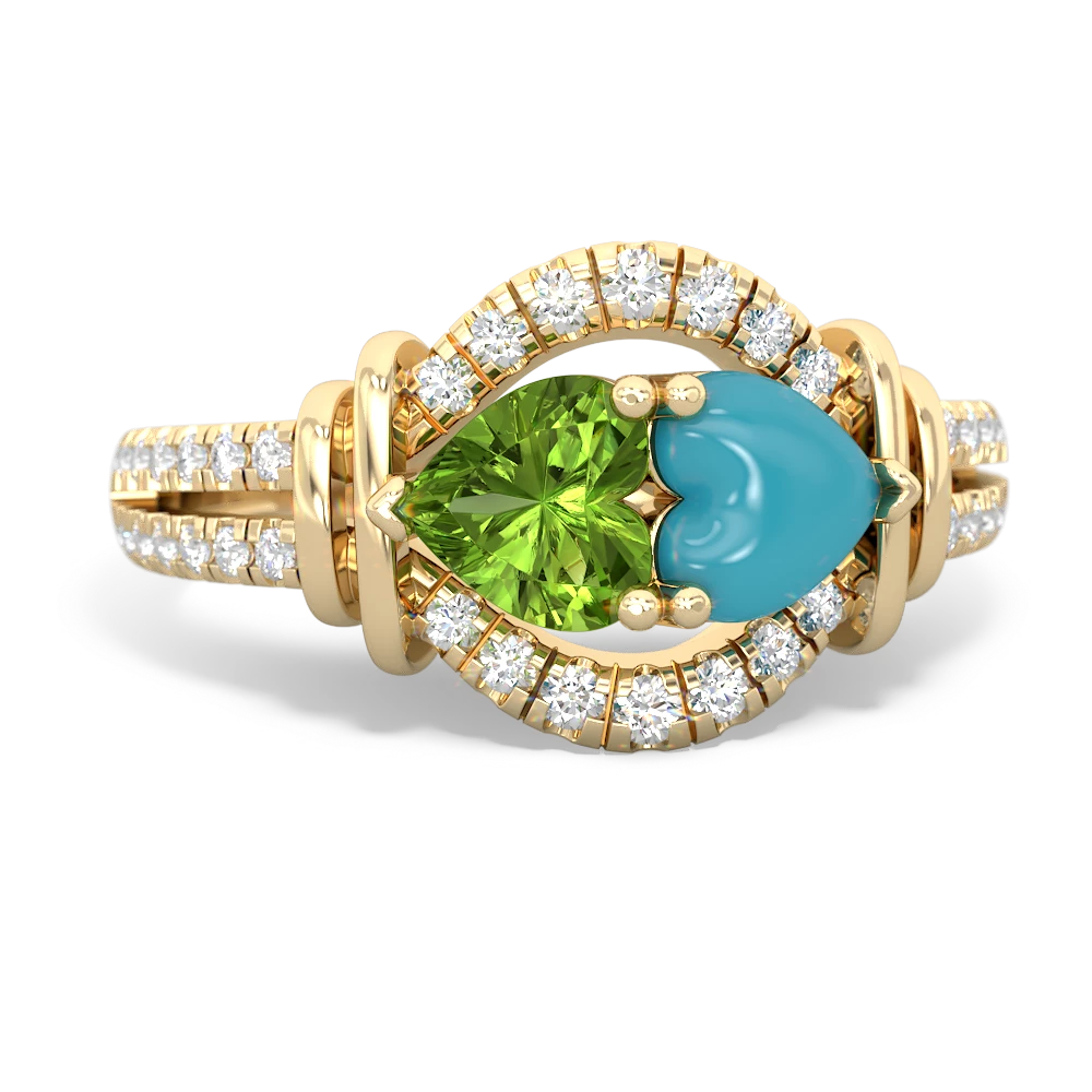 Peridot Art-Deco Keepsake 14K Yellow Gold ring R5630