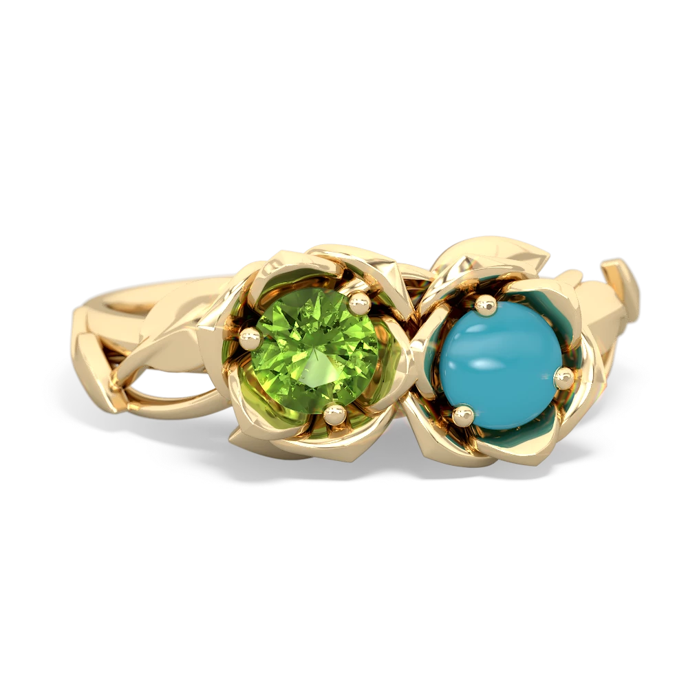 Peridot Rose Garden 14K Yellow Gold ring R5510