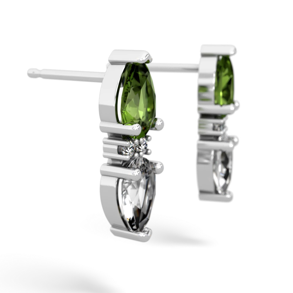 Peridot Bowtie Drop 14K White Gold earrings E0865