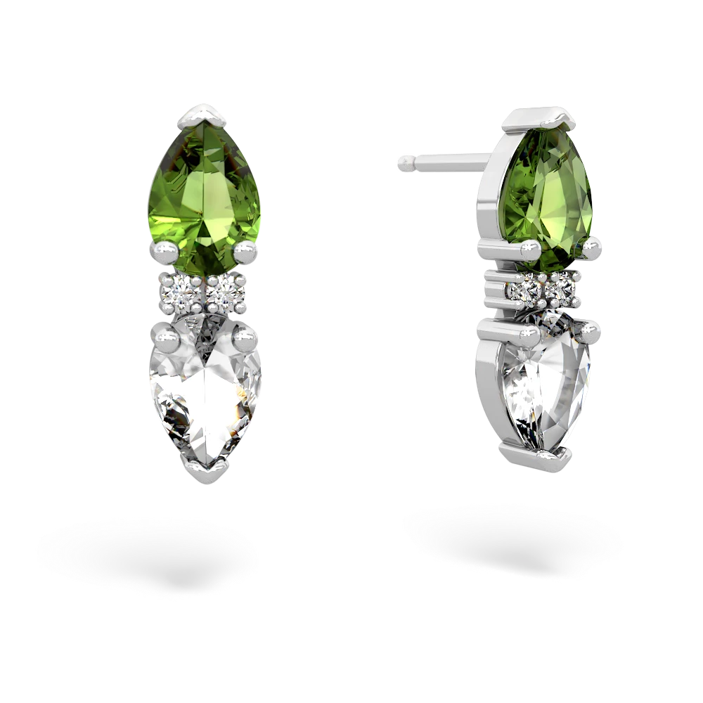 Peridot Bowtie Drop 14K White Gold earrings E0865