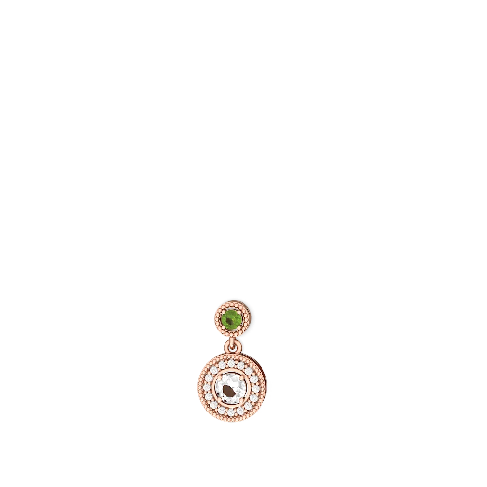 Peridot Halo Dangle 14K Rose Gold earrings E5319