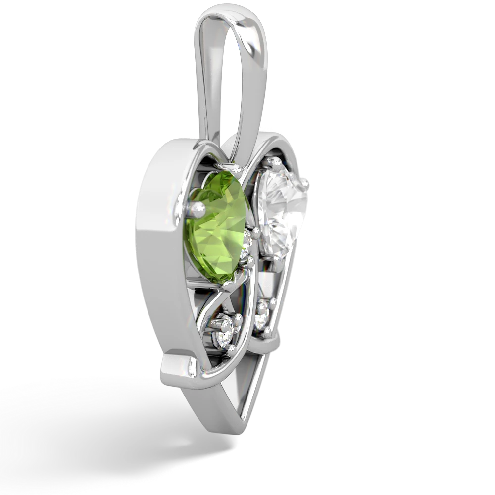 Peridot Celtic Trinity Heart 14K White Gold pendant P5331