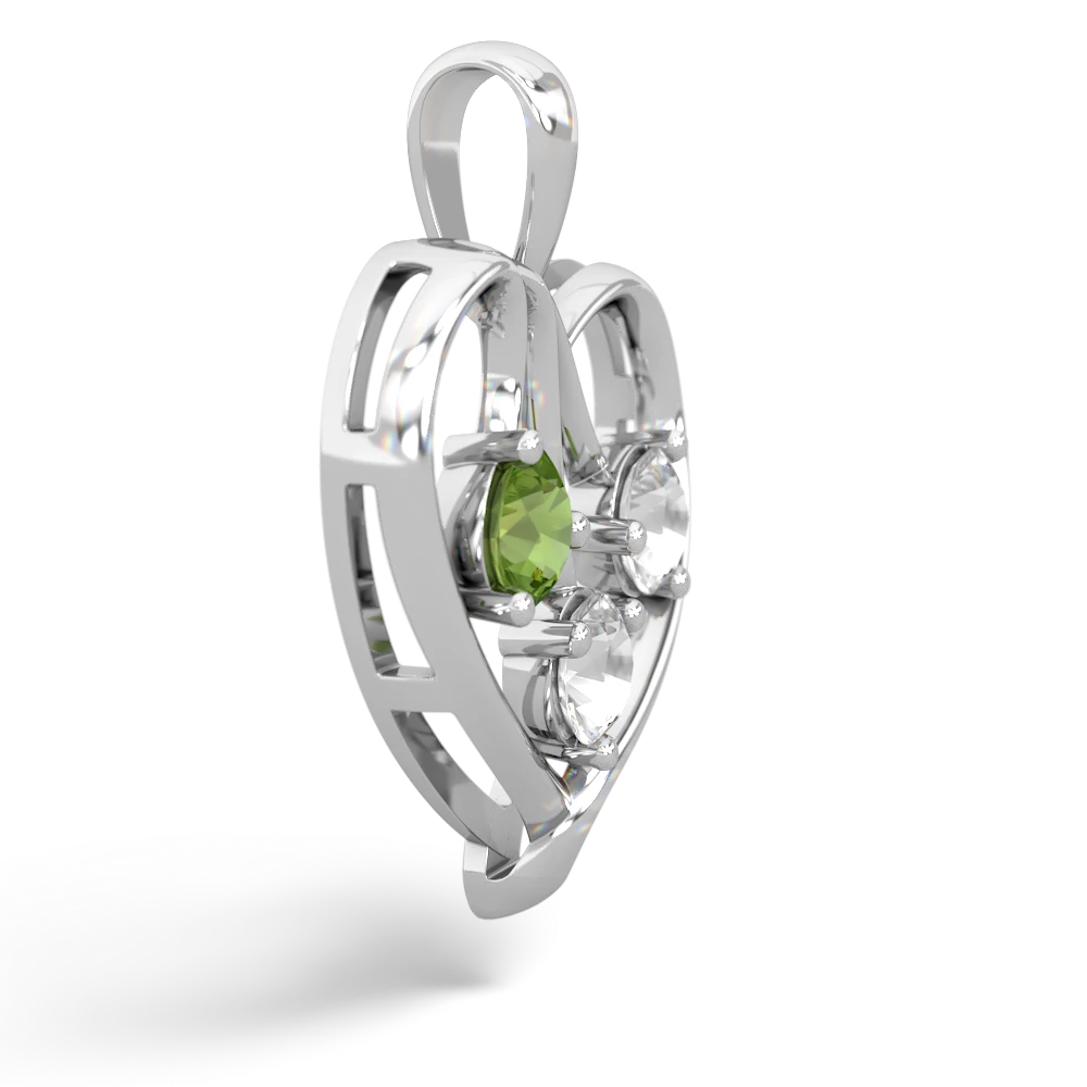 Peridot Glowing Heart 14K White Gold pendant P2233