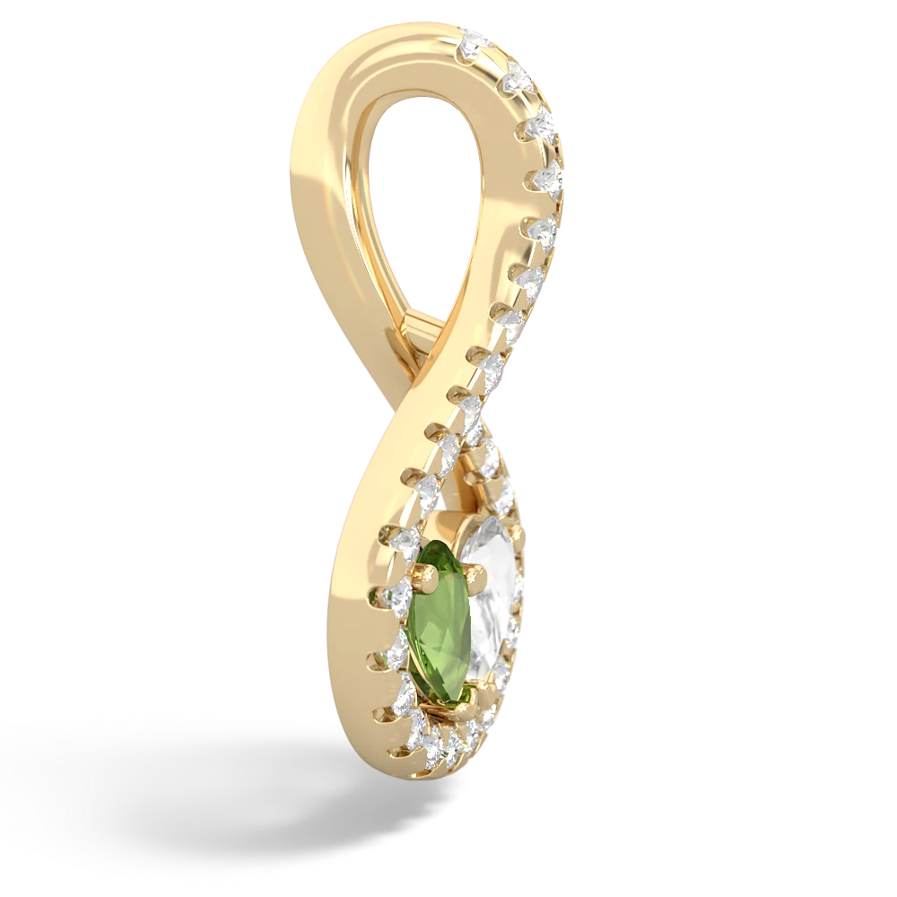 Peridot Pave Twist 'One Heart' 14K Yellow Gold pendant P5360