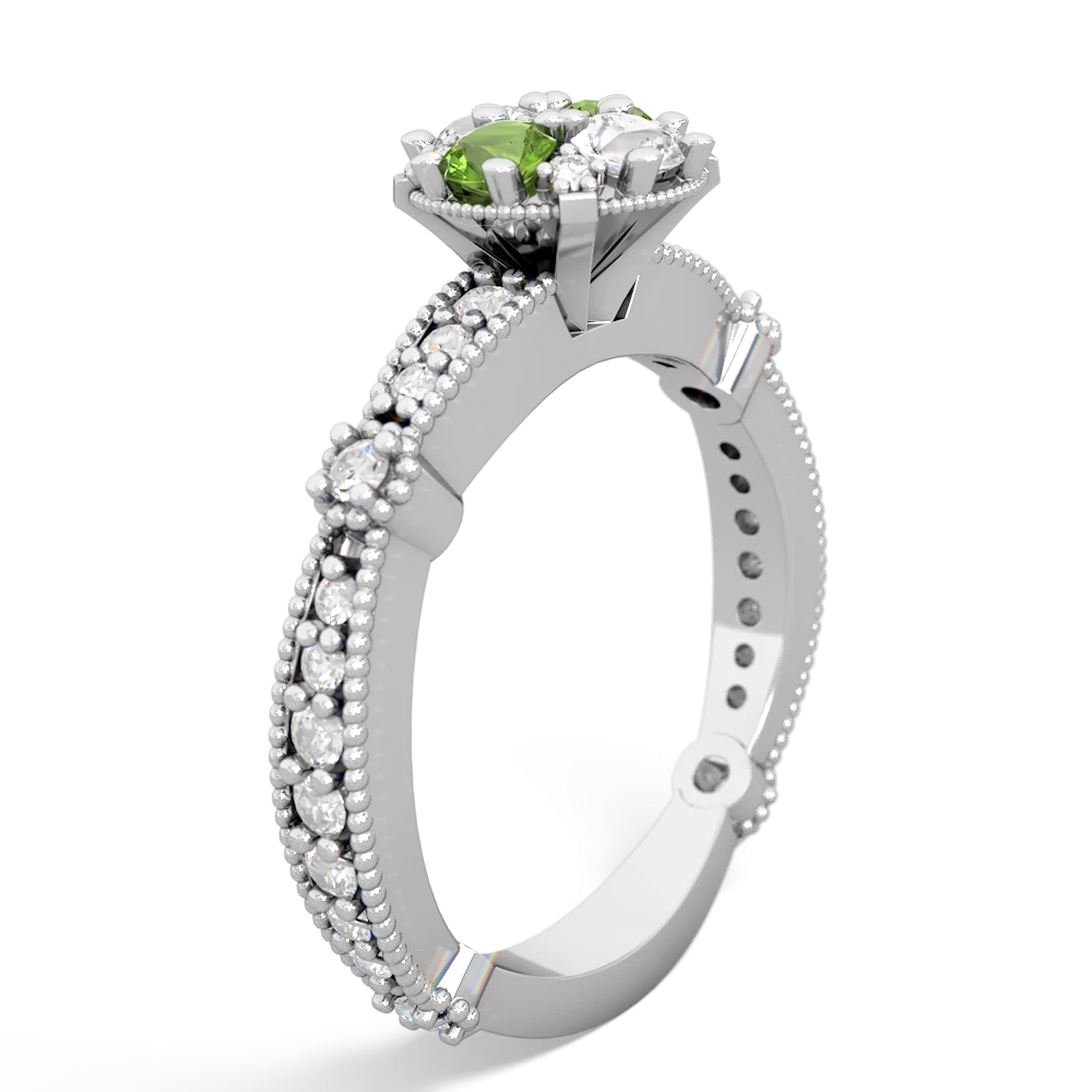 Peridot Sparkling Tiara Cluster 14K White Gold ring R26293RD