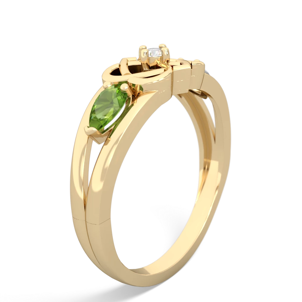 Peridot Hearts Intertwined 14K Yellow Gold ring R5880