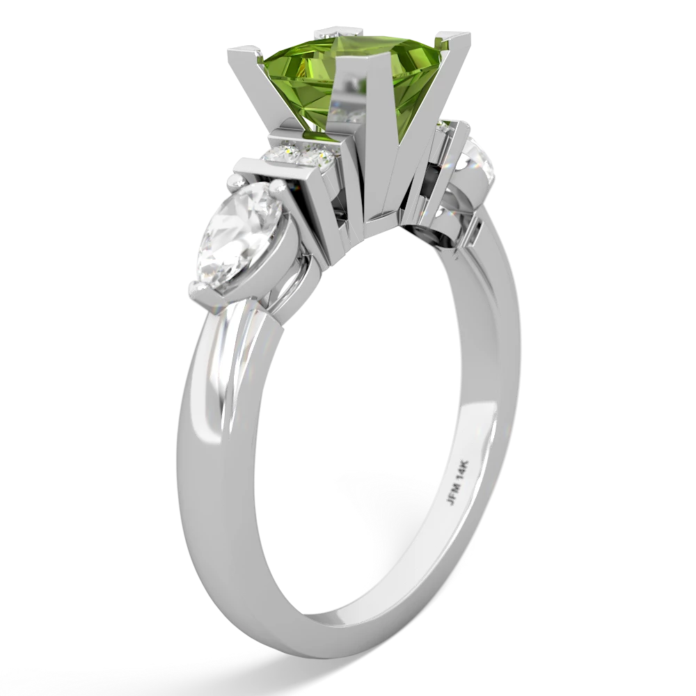 Peridot 6Mm Princess Eternal Embrace Engagement 14K White Gold ring C2002