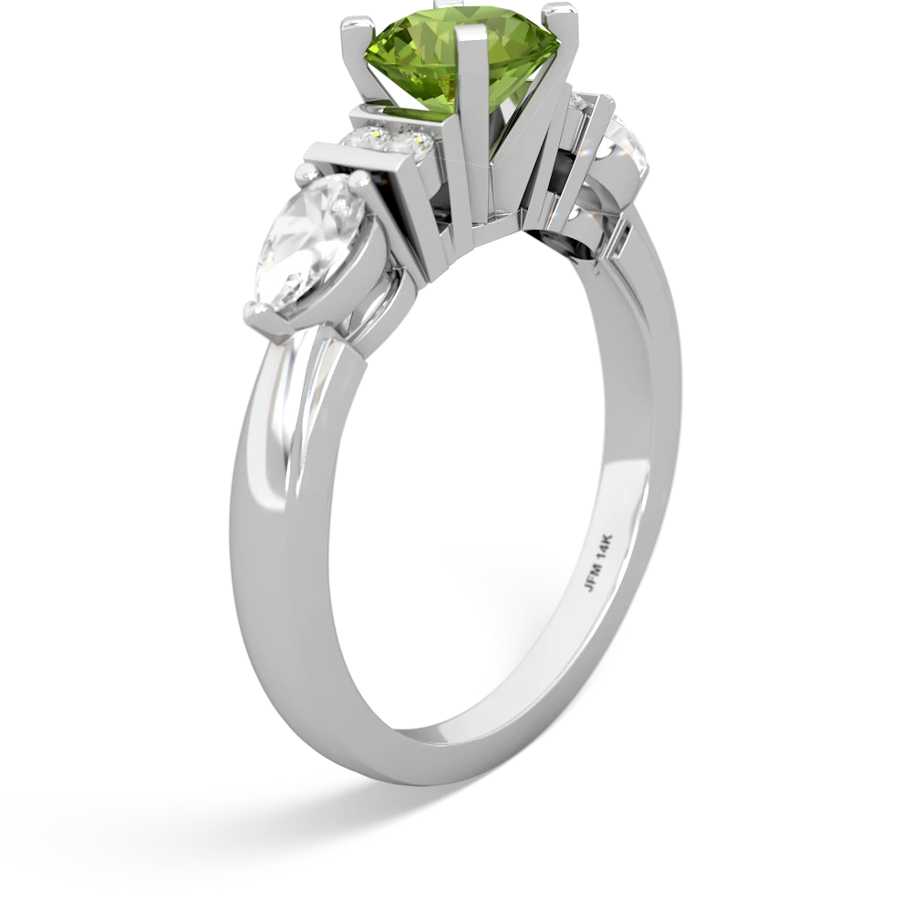 Peridot 6Mm Round Eternal Embrace Engagement 14K White Gold ring R2005