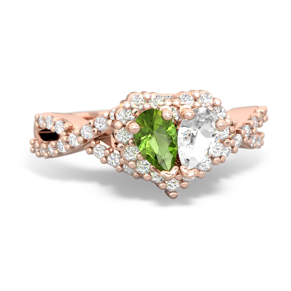 Peridot Diamond Twist 'One Heart' 14K Rose Gold ring R2640HRT