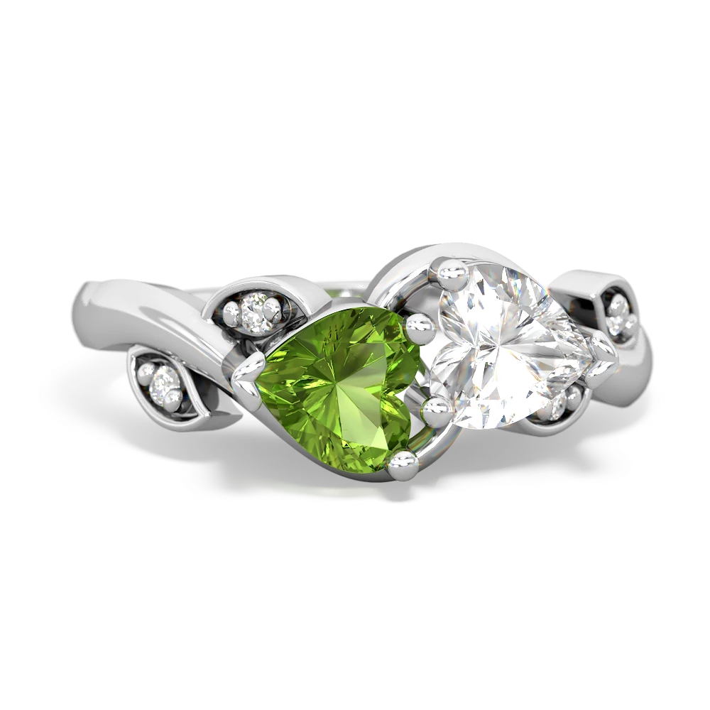 Peridot Floral Elegance 14K White Gold ring R5790