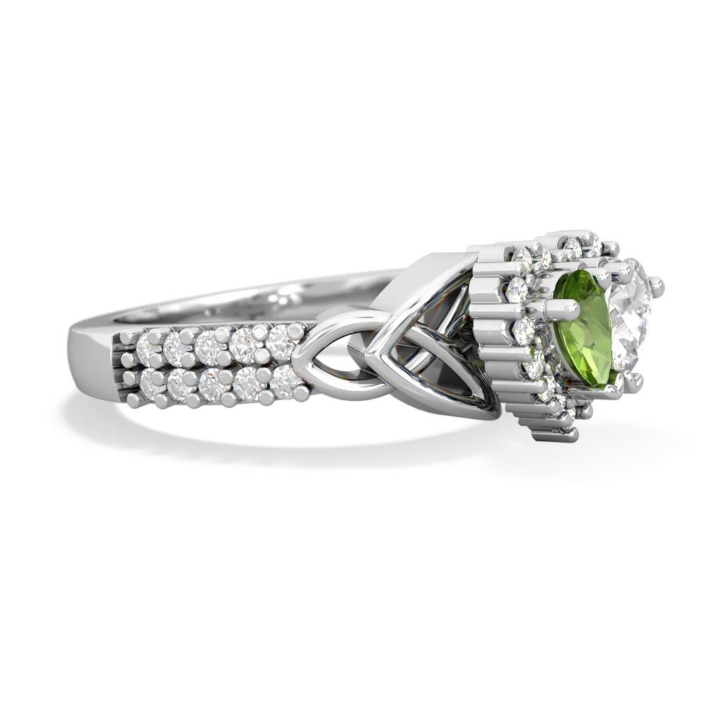 Peridot Celtic Knot Two Hearts As One 14K White Gold ring R2644HRT