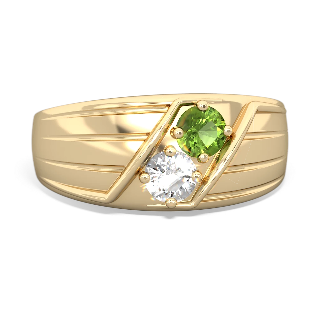 Peridot Men's Streamline 14K Yellow Gold ring R0460