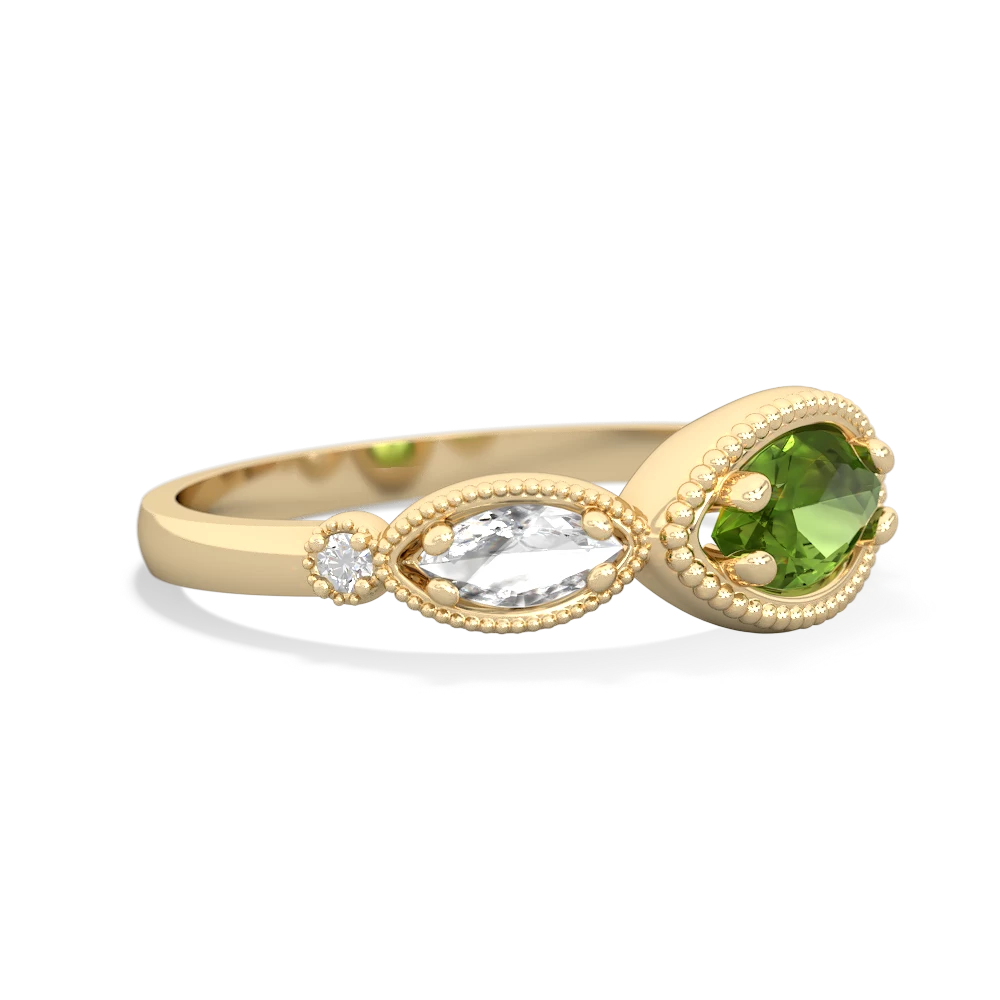 Peridot Milgrain Marquise 14K Yellow Gold ring R5700