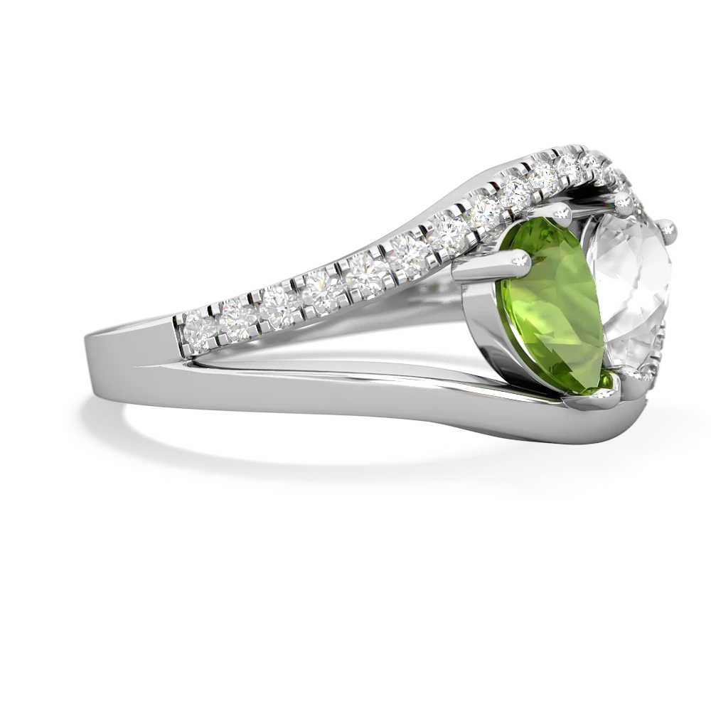 Peridot Nestled Heart Keepsake 14K White Gold ring R5650