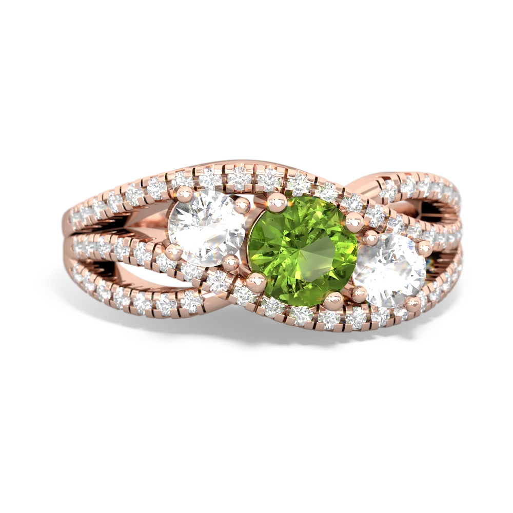 Peridot Three Stone Aurora 14K Rose Gold ring R3080