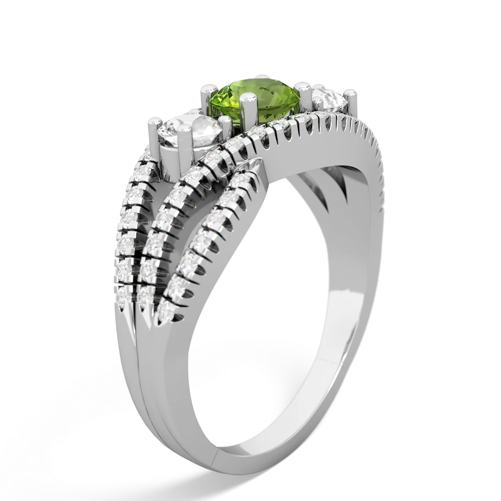 Peridot Three Stone Aurora 14K White Gold ring R3080