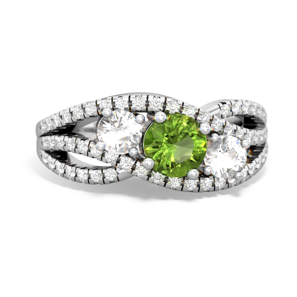 Peridot Three Stone Aurora 14K White Gold ring R3080