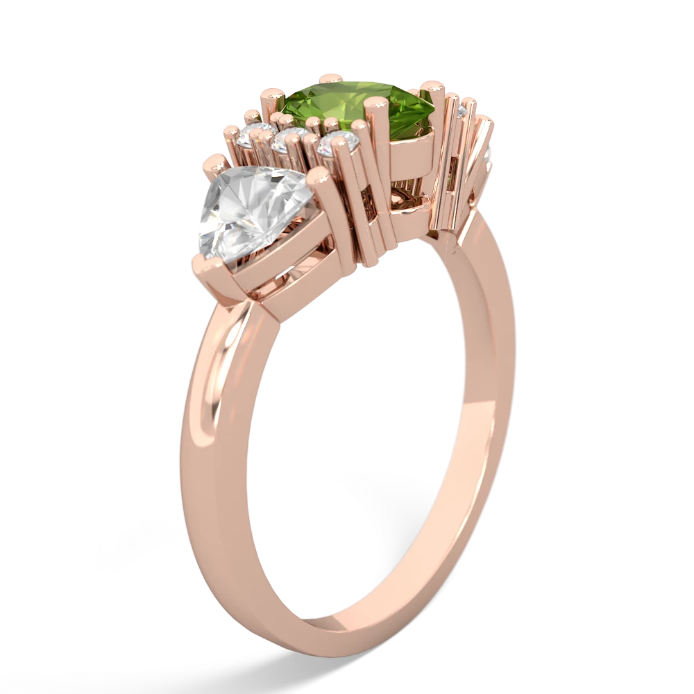 Peridot Antique Style Three Stone 14K Rose Gold ring R2186