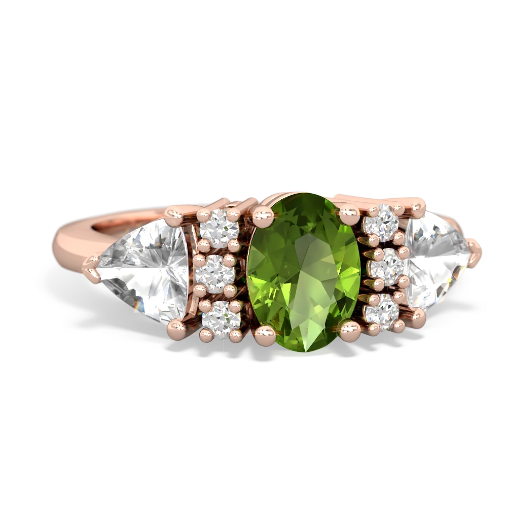 Peridot Antique Style Three Stone 14K Rose Gold ring R2186