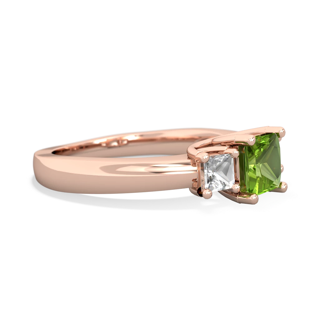 Peridot Three Stone Trellis 14K Rose Gold ring R4015