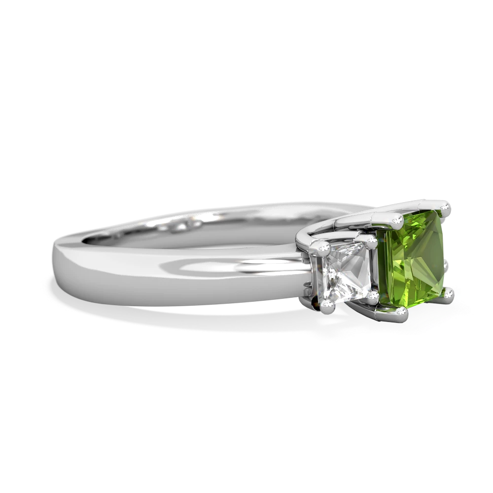 Peridot Three Stone Trellis 14K White Gold ring R4015