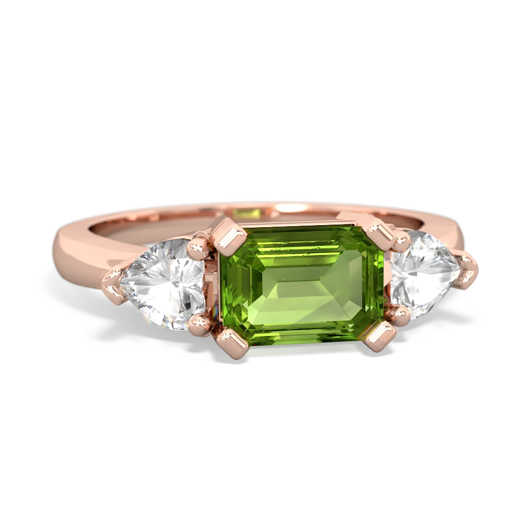 Peridot Three Stone 14K Rose Gold ring R5235