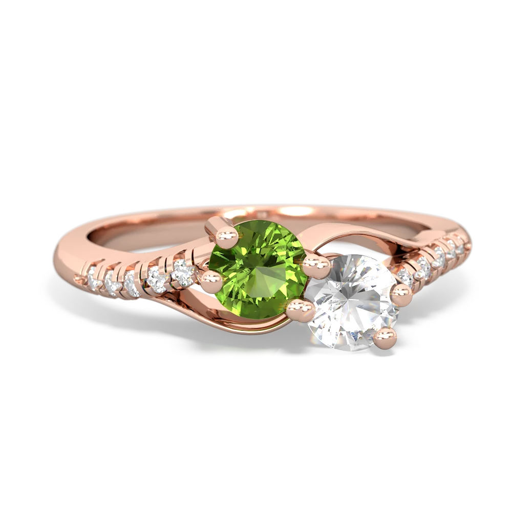 Peridot Infinity Pave Two Stone 14K Rose Gold ring R5285