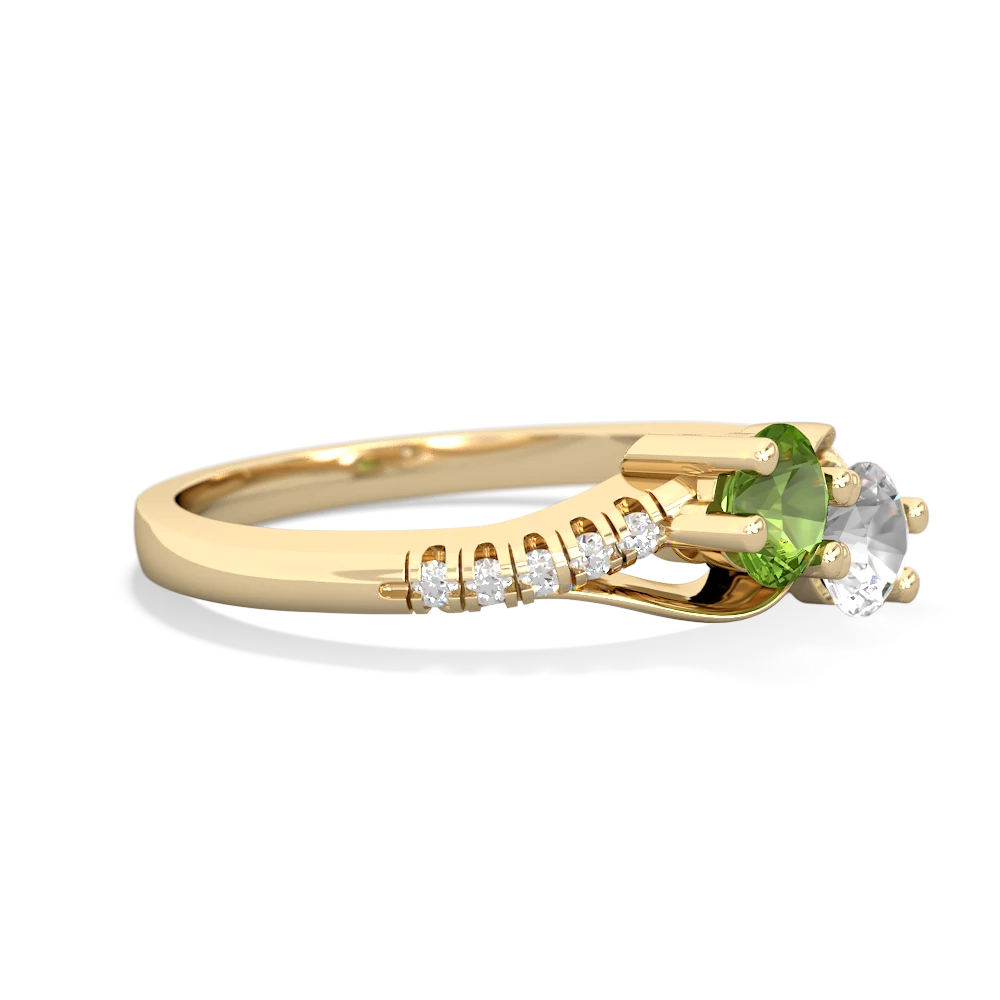 Peridot Infinity Pave Two Stone 14K Yellow Gold ring R5285