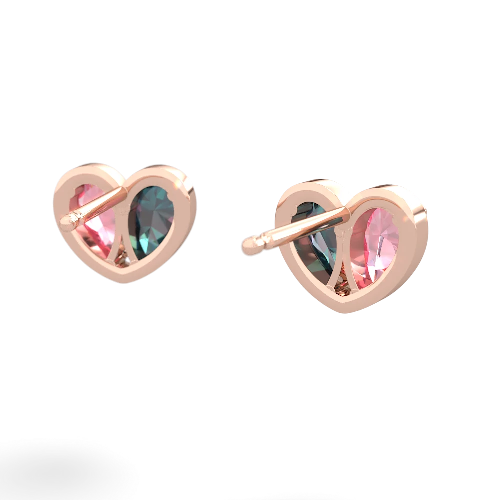 Lab Pink Sapphire 'Our Heart' 14K Rose Gold earrings E5072