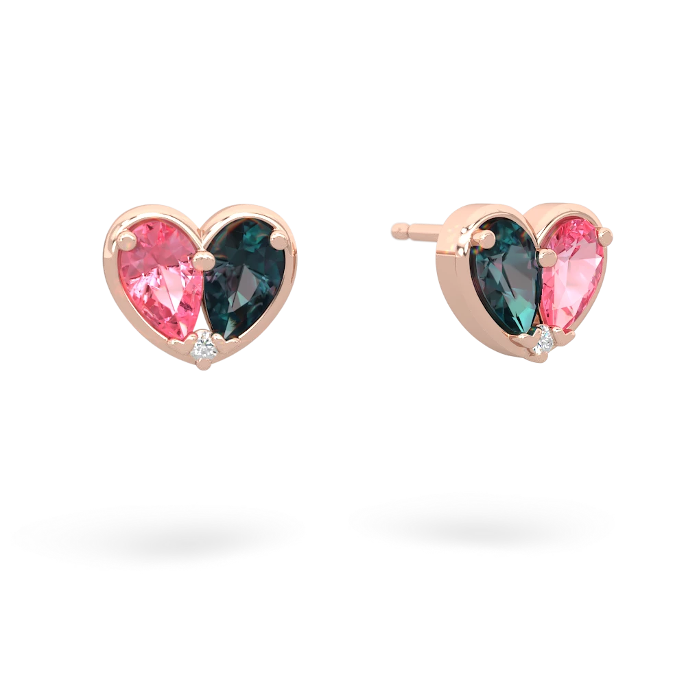 Lab Pink Sapphire 'Our Heart' 14K Rose Gold earrings E5072