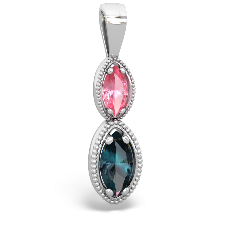 White Gold Oval Pink Sapphire Halo Pendant