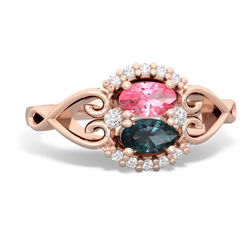 Lab Pink Sapphire Love Nest 14K Rose Gold ring R5860