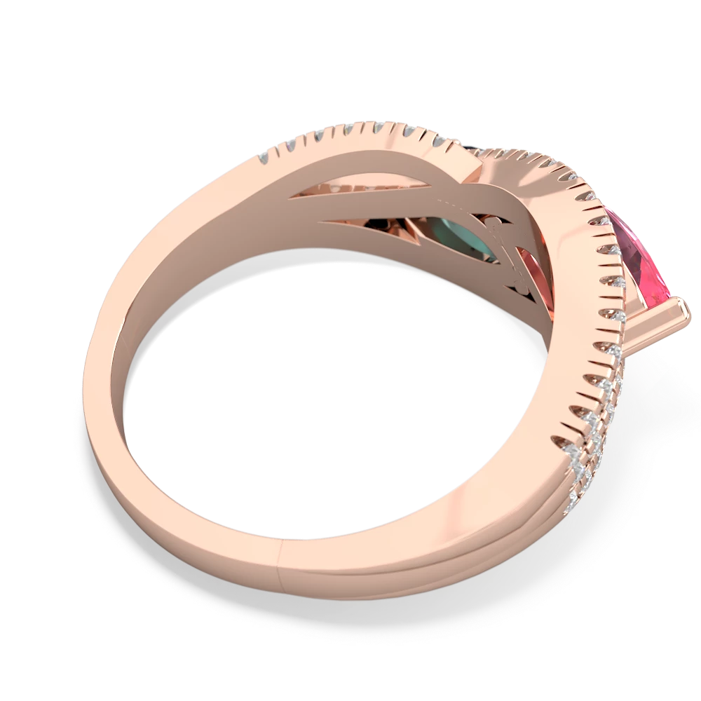 Lab Pink Sapphire Diamond Rivers 14K Rose Gold ring R3070