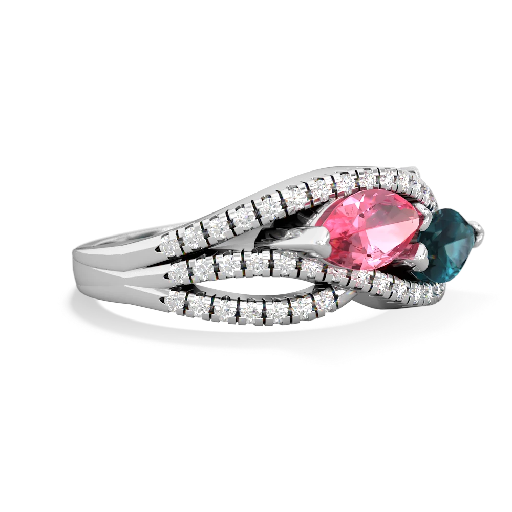 Lab Pink Sapphire Diamond Rivers 14K White Gold ring R3070