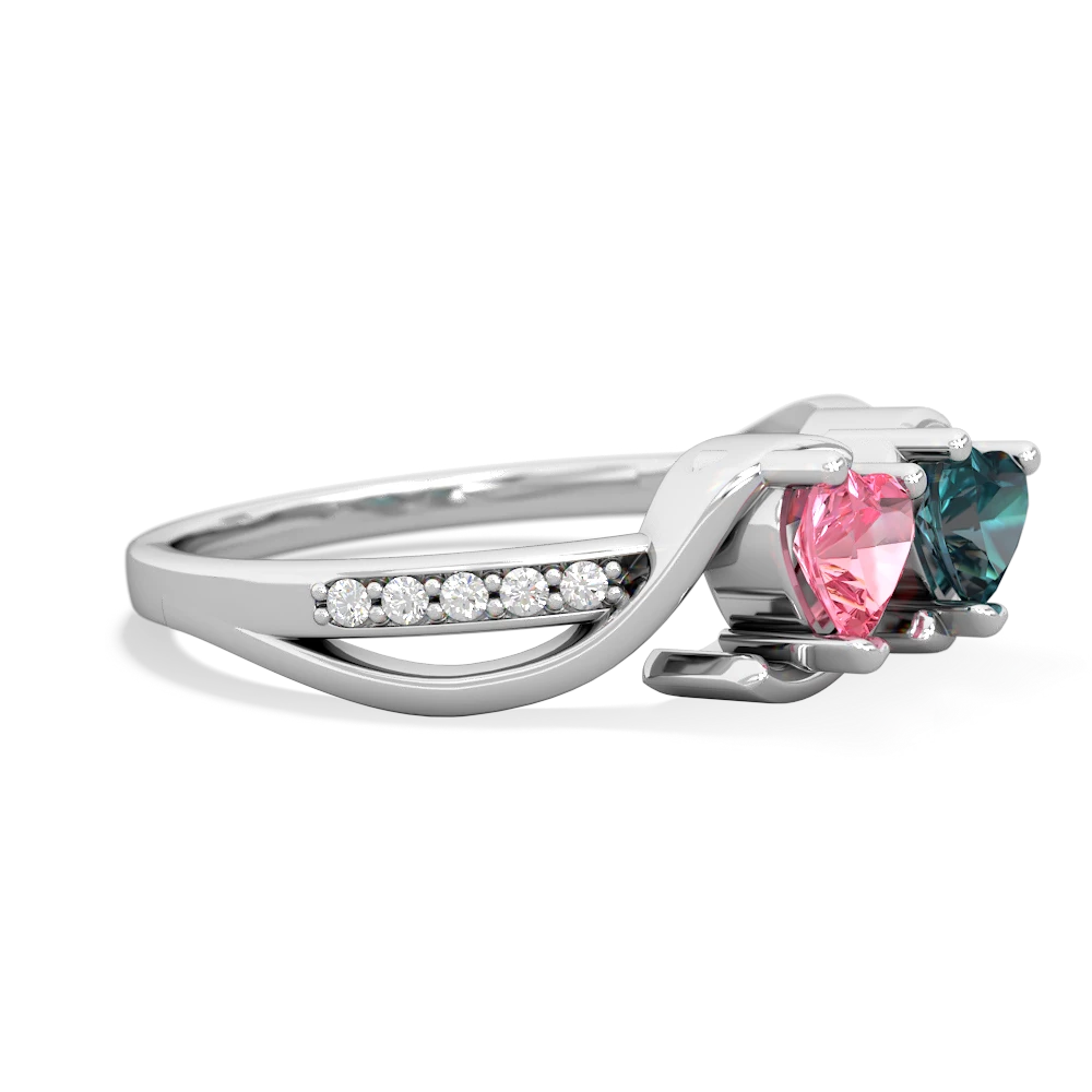 Lab Pink Sapphire Side By Side 14K White Gold ring R3090